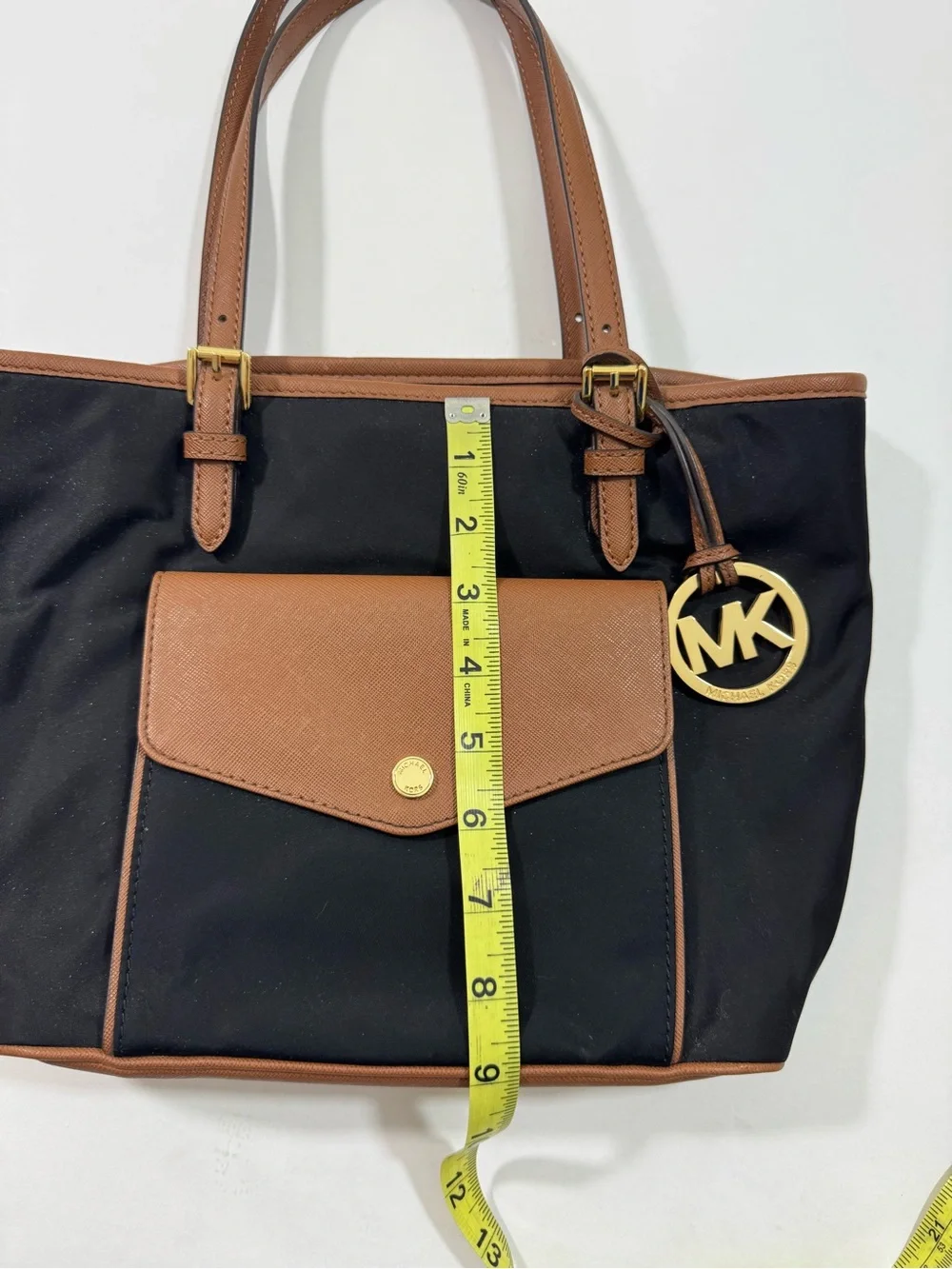 Michael Michael Kors Jet Set Nylon Purse Small Tote Bag Black